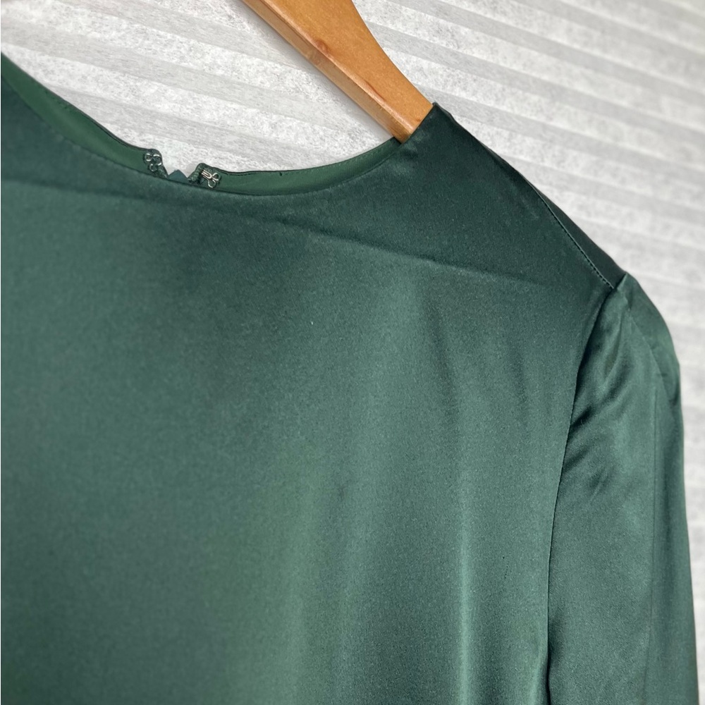 Banana Republic Silk mini Shift Long Sleeve Dress Hunter Green Size XS - Picture 10 of 10